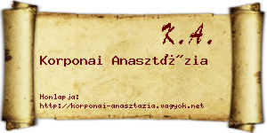 Korponai Anasztázia névjegykártya